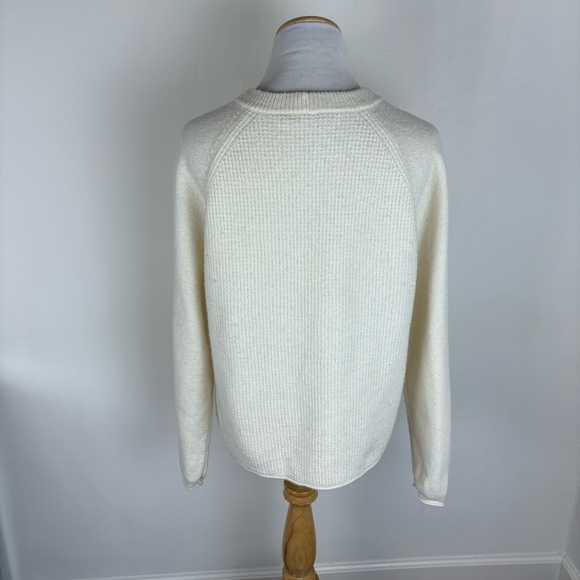 Madewell Merino Wool Cotton Waffle Sweater Cream Size L - Picture 4 of 10